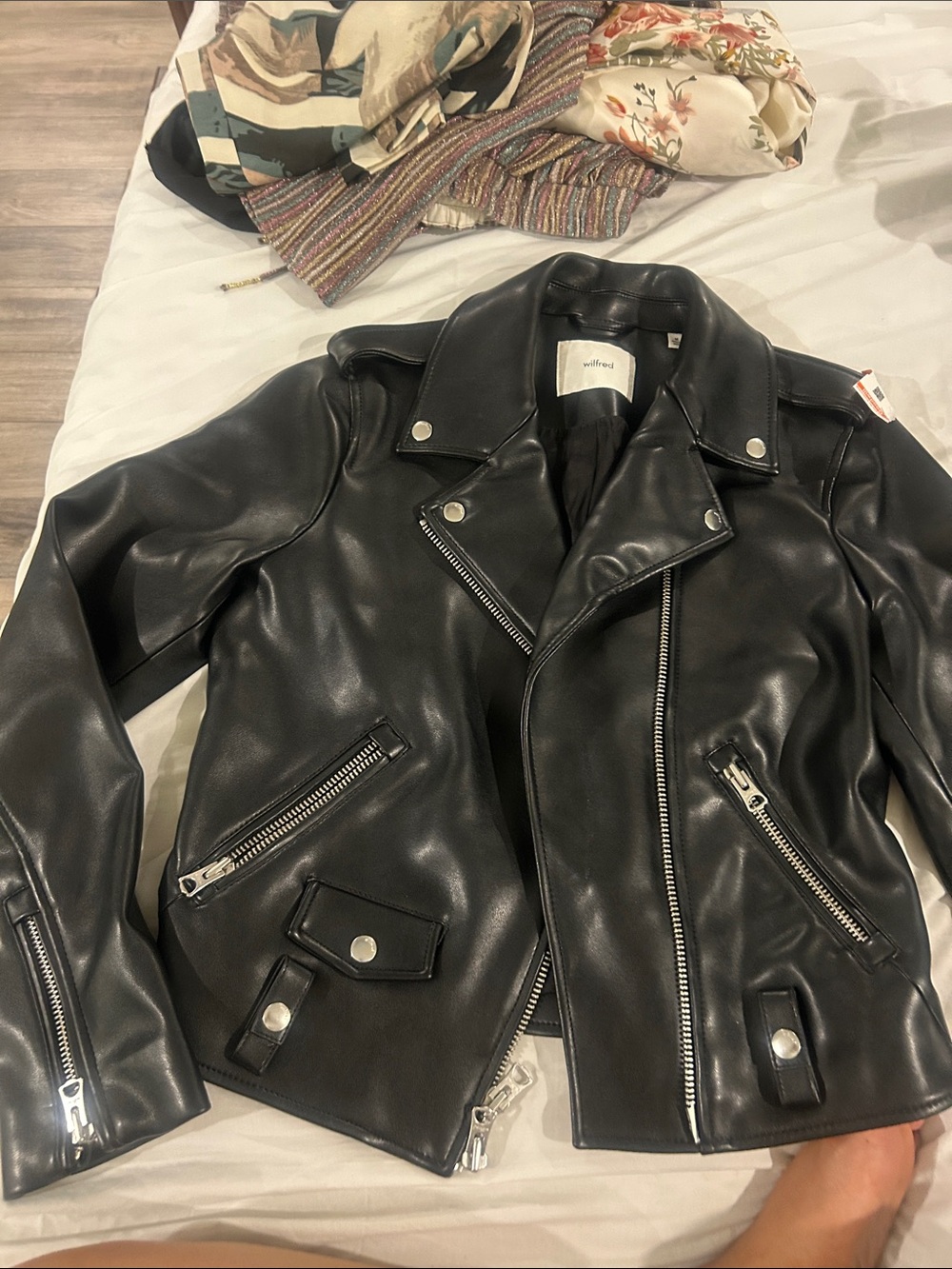 Wilfred Black Faux Leather Moto Jacket
